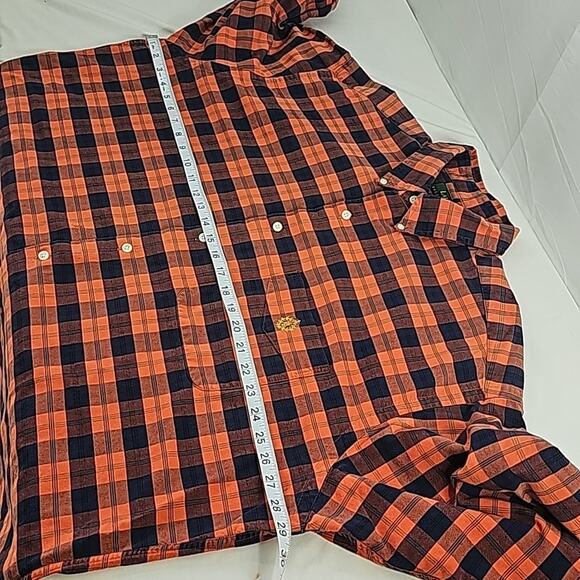 Lauren Ralph Lauren Mens Sz XL Orange Plaid Logo Button Down Long Sleeve Shirt - Picture 8 of 11